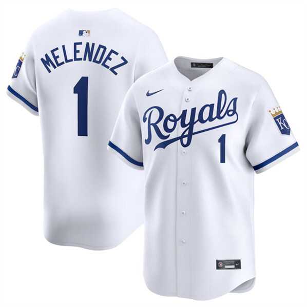 Mens Kansas City Royals #1 MJ Melendez White 2024 Home Limited Stitched Baseball Jersey Dzhi